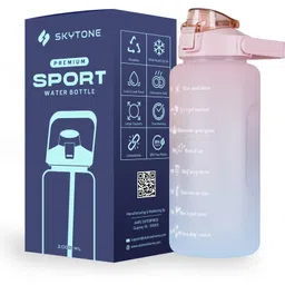 skytone GYM Water Bottle Spirit Motivational Water Gallon with Time Marker 2000 ml Bottle-picture-22