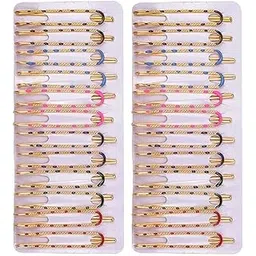 skyunion Metal Yellow Plated Saree Pins Hijab Pallu Dupatta Chunari Pin Patli Pin Strong Hold Brooch Multi-purpose for Women and Girls Ladies24 pieces-picture-47