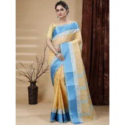 SLAGHA Ethnic Motifs Pure Cotton Taant Saree-picture-16