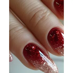 SLAY ON Nails Set Of 24 Press On Nails & Kit - Red & Silver Glitter Ombre-picture-36