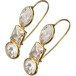 slayinbyneelima 14k Hallmark Gold Snowdrop Earrings for Girls & Women (White Polki Stones) BIS Hallmark Certified Gold Jewellery-picture-52