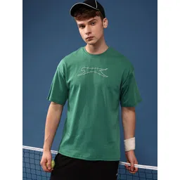 Slazenger Brand Logo Printed Drop-Shoulder Sleeves Relaxed Fit Pure Cotton T-shirt-picture-41