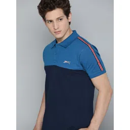 Slazenger Men Blue Colourblocked Polo Collar T-shirt-picture-27