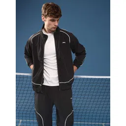 Slazenger Mock-Collar Raglan Sleeves Athleisure Tracksuit with Contrast Piping-picture-22