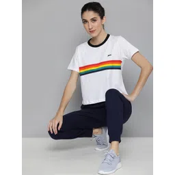 slazenger Women Striped Round Neck Polyester White T-Shirt-picture-22