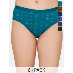 SLEAZY Pack Of 6 Printed Pure Cotton Mid-Rise Basic BriefsBarley_Print_Panty_06_myn_75-picture-15