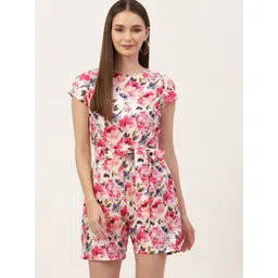 Sleek Italia Floral Printed Waist Tie-Up Playsuit-picture-49