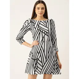 Sleek Italia Striped Puff Sleeve Crepe A-Line Mini Dress-picture-46