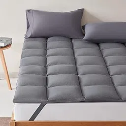 SLEEP ZONE Queen Size Cooling Mattress Topper Quilted Fitted Mattress Pad Cover Soft Fluffy Down Alternative Pillow Top Bed Topper Deep Pocket 8-21 Inch (Grey, Queen)-picture-30