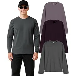 sleepynuts Regular fit Cotton Full Sleeve Plain T-Shirt for Men (Pack of 1,2,3 Size Small to 3XL)-picture-51