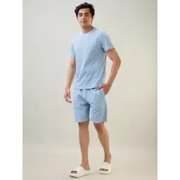 SleepZ by Raymond Blue Cotton Regular Fit Printed Lounge Set-picture-39