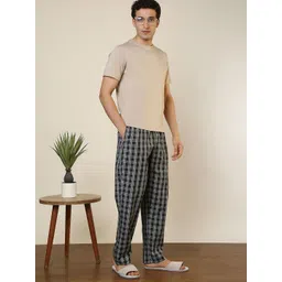 SleepZ by Raymond Checked Pure Cotton Straight-Leg Lounge Pant image 5