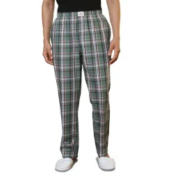 Sleepz by Raymond Dark Green Cotton Checked Regular Fit Pyjama-picture-22