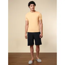 SleepZ by Raymond Men Round Neck Pure Cotton T-Shirt & Shorts Night Suit-picture-23