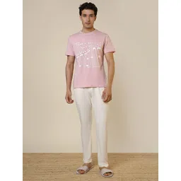 SleepZ by Raymond Printed Pure Cotton Round Neck T-Shirt & Trousers Night Suit-picture-32