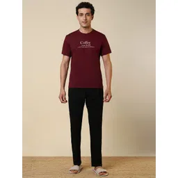 SleepZ by Raymond Printed Pure Cotton Round Neck T-Shirt & Trousers Night Suit-picture-31