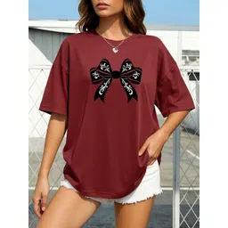 Slenor Women Printed Drop-Shoulder Sleeves T-shirt-picture-25