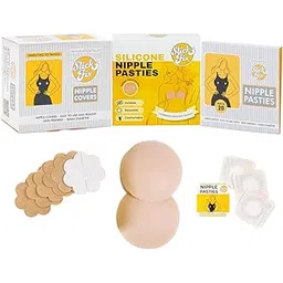 slickfix 3-in-1 Nipple Cover Set – Skin Tone Nipple Covers, Disposable Nipple Pasties & Reusable Silicone Nipple Pasties for Seamless Coverage Nude-picture-25