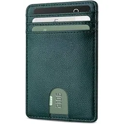 Slim Genuine Leather Card Holder Wallet for Men & Women | RFID Blocking Minimalist Front Pocket Wallet | Compact Card Organizer with Multiple Slots – Green-picture-10