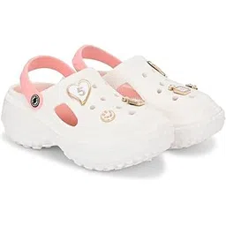 Slingback Casual Slip-On Clogs for Women with Cute Charms | Lightweight Platform Heels | Comfortable & Fashionable Women?s Clog Slippers, Travel & Outdoor Use (Light Pink-White)-picture-33