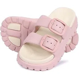 Slipper for Women Open Toe Double Buckle Slides for Womens | Summer Anti-Slip EVA Sandals | Girls Boys Stylish Flip Flop Flats-picture-22