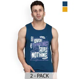 SLOWLORIS Men Pack of 2 Bio-Wash Combed Cotton Innerwear Vests-picture-37