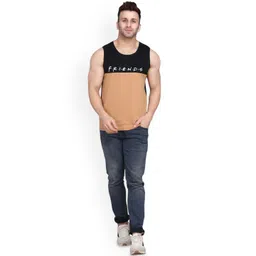 Slowloris Men Pack of 2 Blue & Beige Printed Cotton Fabric Inner vest image 3