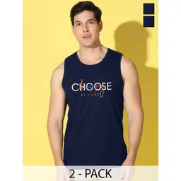 SLOWLORIS Men Pack Of 2 Printed Bio-Wash Combed Cotton Gym Vest-picture-29