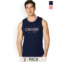 SLOWLORIS Men Pack Of 2 Printed Bio-Wash Combed Cotton Gym Vest-picture-31