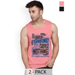 SLOWLORIS Men Pack of 2 Printed Bio-Wash Combed Cotton Innerwear Gym Vest-picture-40