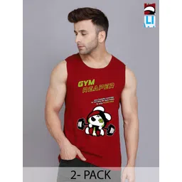 SLOWLORIS Men Pack of 2 Printed Bio-Wash Combed Cotton Innerwear Gym Vest-picture-34