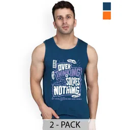 SLOWLORIS Men Pack Of 2 Printed Bio-Wash Combed Cotton Innerwear Vest-picture-25