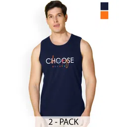 SLOWLORIS Men Pack Of 2 Printed Bio-Wash Combed Cotton Innerwear Vest-picture-32