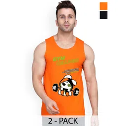 SLOWLORIS Men Pack Of 2 Printed Cotton Gym Vest-picture-33