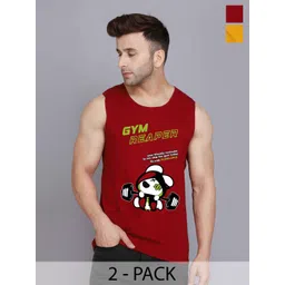 Slowloris Men Pack of 2 Printed Cotton Sports Innervest-picture-22
