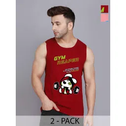 Slowloris Men Pack of 2 Printed Cotton Sports Innervest-picture-23