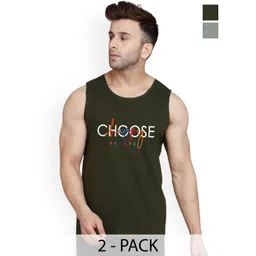 Slowloris Men Pack Of 2 Printed Sleeveless Bio-Wash Combed Cotton Gym Vest-picture-36