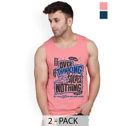 Slowloris Men Pack Of 2 Sleeveless Printed Bio-Wash Combed Cotton Innerwear Vest-picture-35