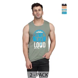 SLOWLORIS Men Pack Of 2 Typography Printed Round Neck Cotton Slim Fit T-shirts-picture-36