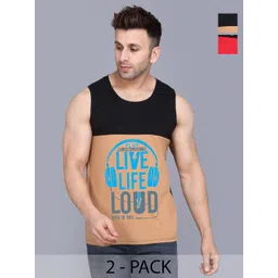 SLOWLORIS Men Pack Of 2 Typography Printed Round Neck Cotton Slim Fit T-shirts-picture-39