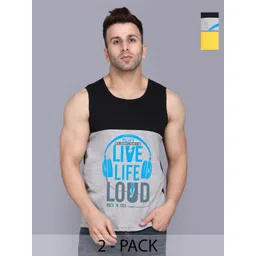 SLOWLORIS Men Pack Of 2 Typography Printed Round Neck Cotton Slim Fit T-shirts-picture-22