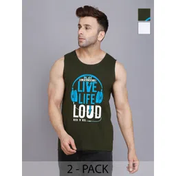 SLOWLORIS Men Pack Of 2 Typography Printed Round Neck Cotton Slim Fit T-shirts-picture-24