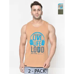 SLOWLORIS Men Pack Of 2 Typography Printed Round Neck Cotton Slim Fit T-shirts-picture-27