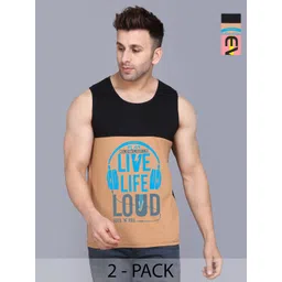 SLOWLORIS Men Pack Of 2 Typography Printed Round Neck Cotton Slim Fit T-shirts-picture-28