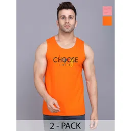 SLOWLORIS Men Pack Of 2 Typography Printed Round Neck Cotton Slim Fit T-Shirts-picture-33