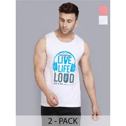 SLOWLORIS Men Pack Of 2 Typography Printed Round Neck Cotton Slim Fit T-Shirts-picture-35