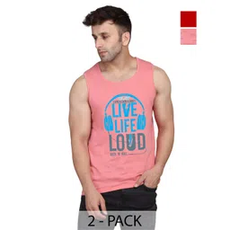 SLOWLORIS Men Pack Of 2 Typography Printed Round Neck Cotton Slim Fit T-Shirts-picture-30