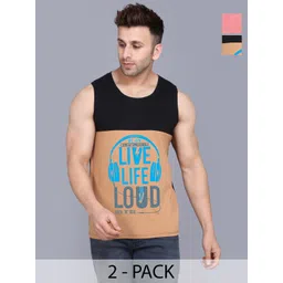 SLOWLORIS Men Pack Of 2 Typography Printed Round Neck Cotton Slim Fit T-Shirts-picture-15