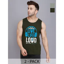 SLOWLORIS Men Pack Of 2 Typography Printed Round Neck Cotton Slim Fit T-Shirts-picture-36