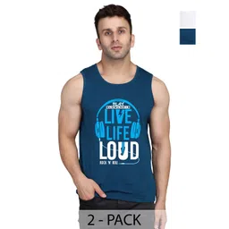 SLOWLORIS Men Pack Of 2 Typography Printed Round Neck Cotton Slim Fit T-Shirts-picture-38